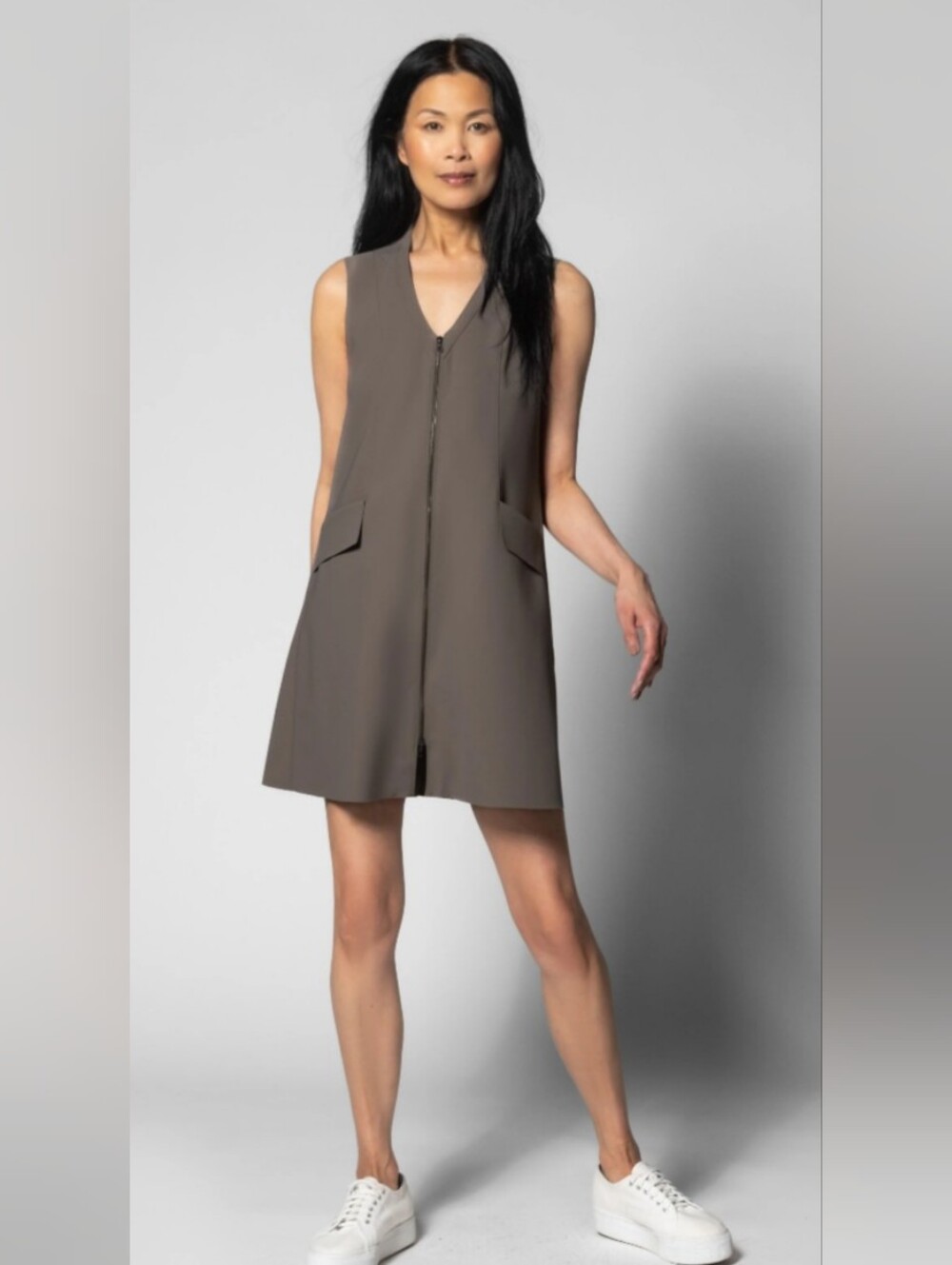 Marlota Olive Green Zip Front Jumper Dress S